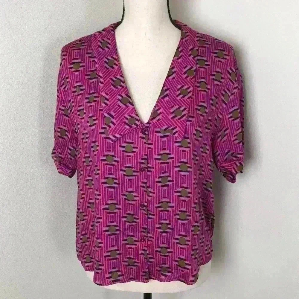 ZARA TRF Collection V Neck‎ Button Down Top Sz XS
